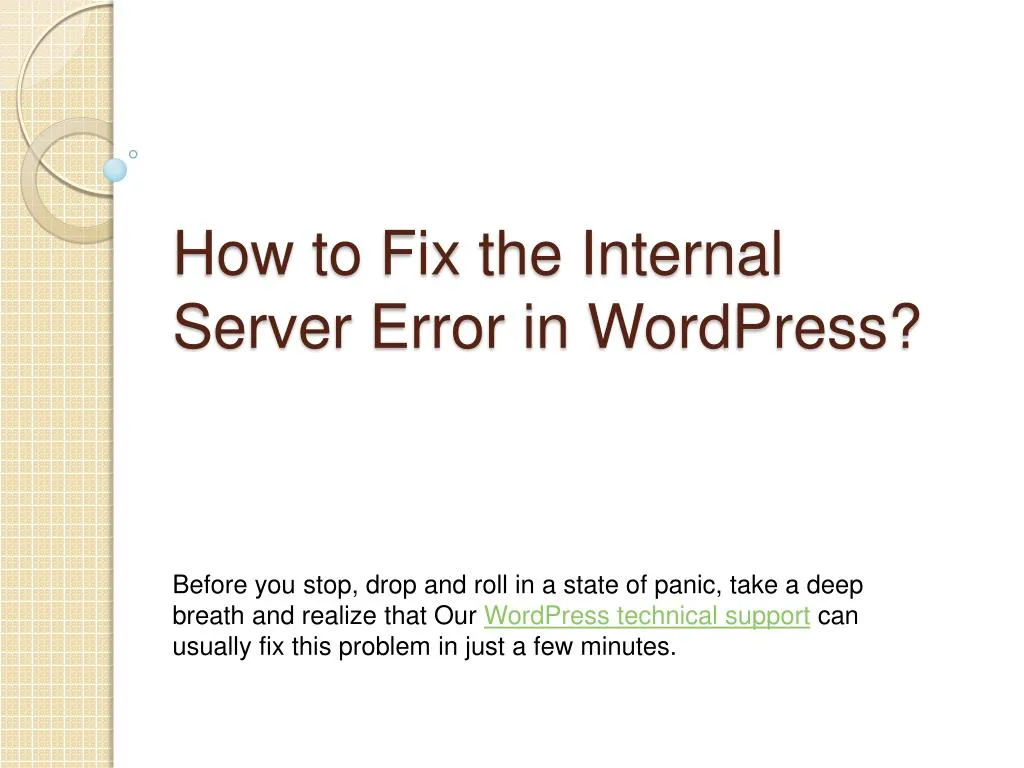 how to fix the internal server error in wordpress