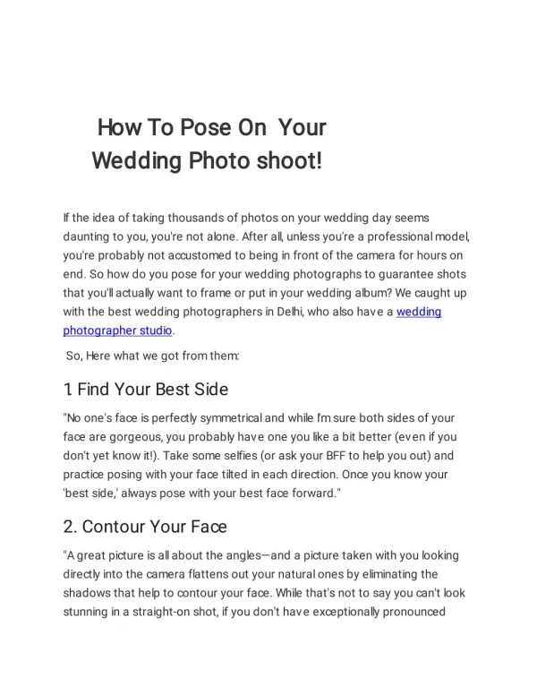 How to pose on your wedding photo shoot