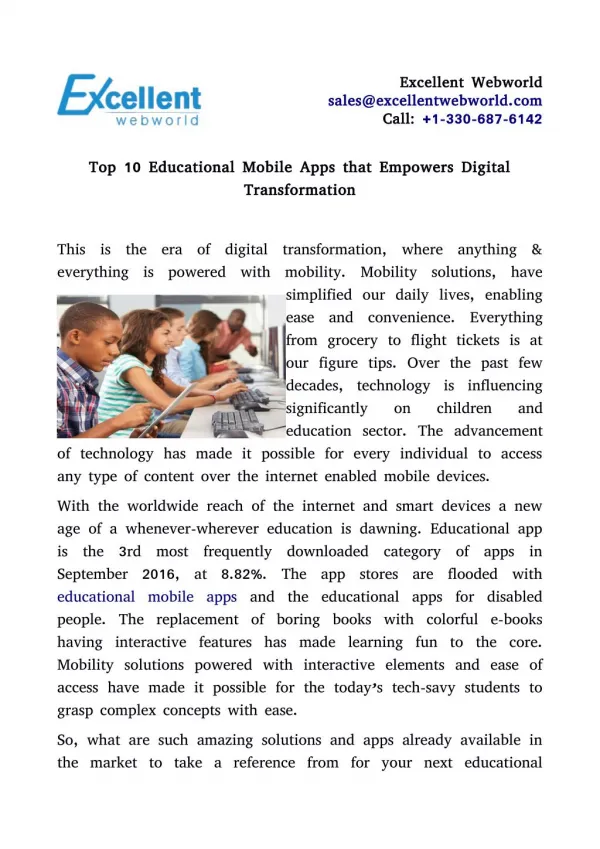 Top 10 Educational Mobile Apps that Empowers Digital Transformation