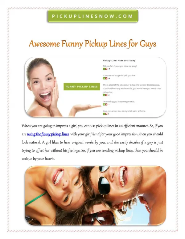 Awesome Funny Pickup Lines for Guys