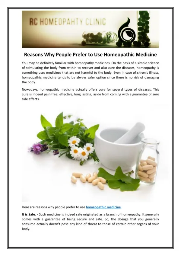 Reasons Why People Prefer to Use Homeopathic Medicine