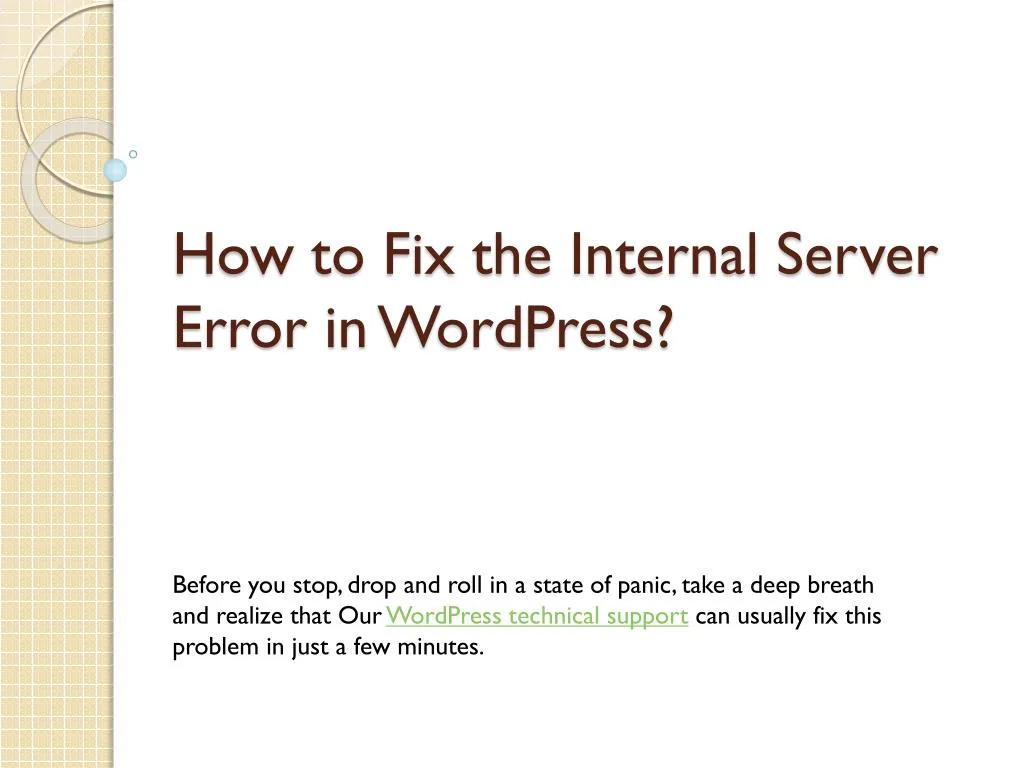 how to fix the internal server error in wordpress