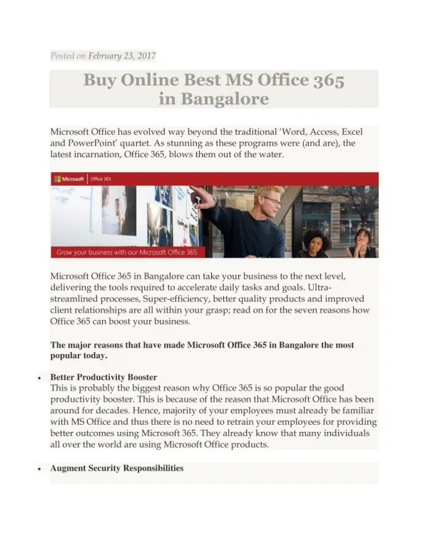 Buy online best MS Office 365 in Bangalore