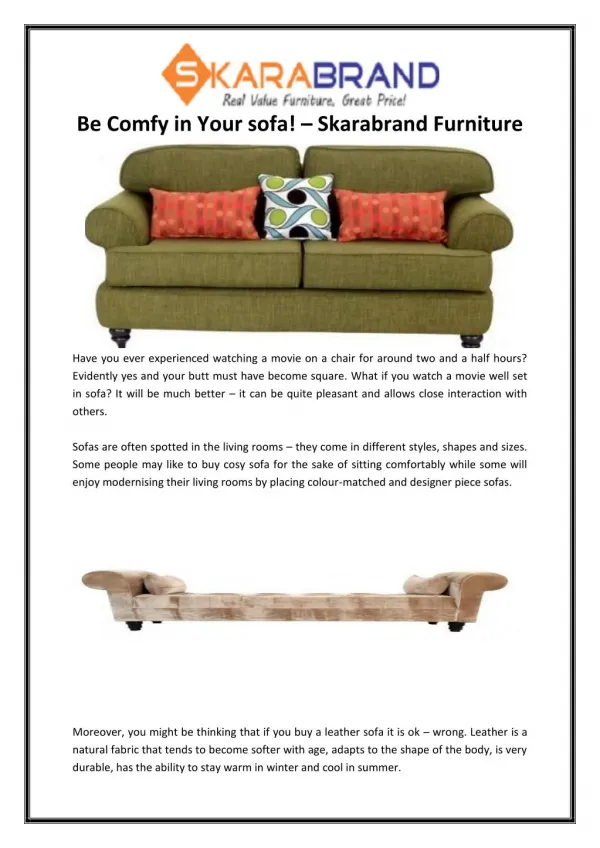 Be Comfy in Your sofa! – Skarabrand Furniture