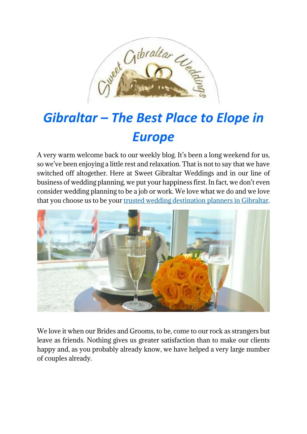 gibraltar the best place to elope in europe