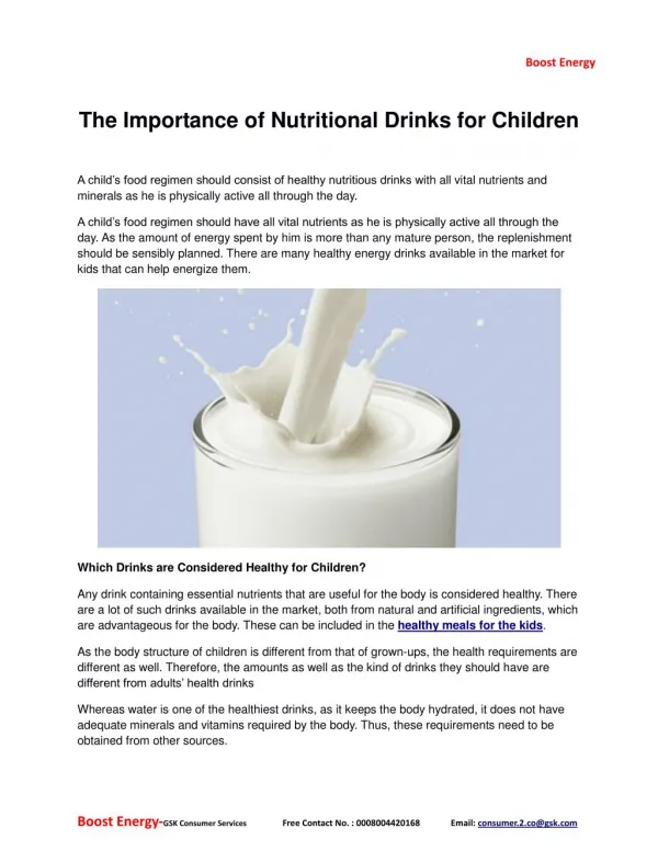 The Importance of Nutritional Drinks for Children
