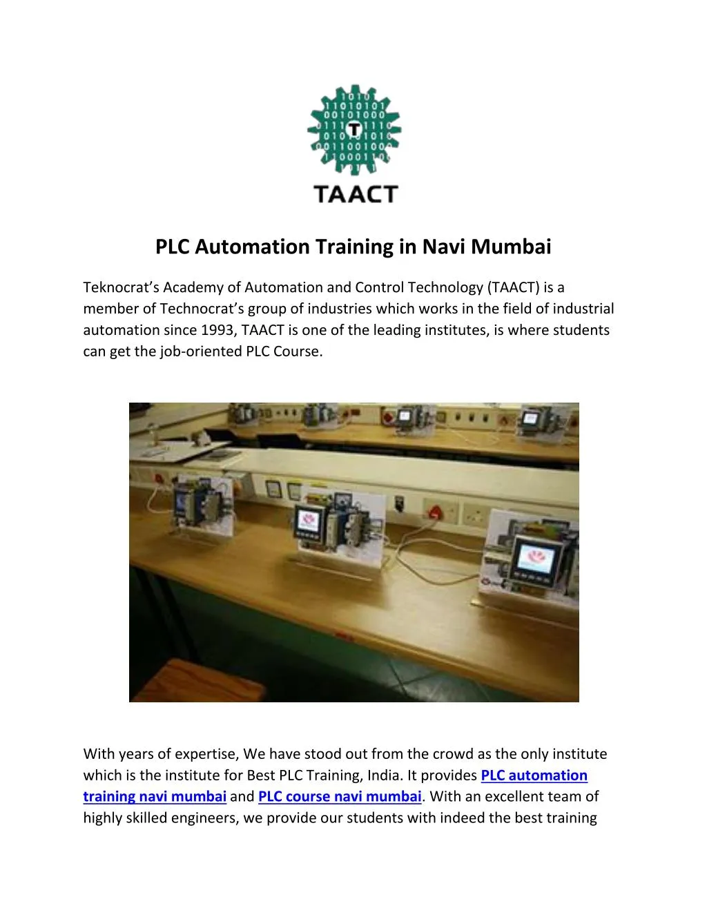 plc automation training in navi mumbai