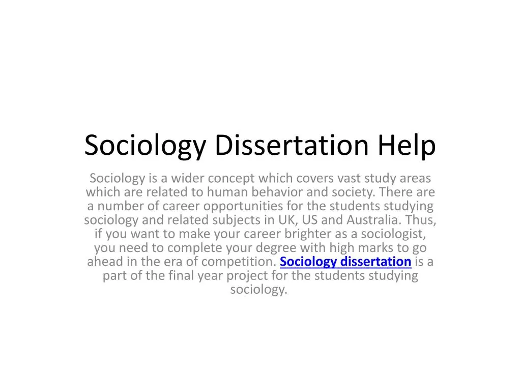 sociology dissertation help