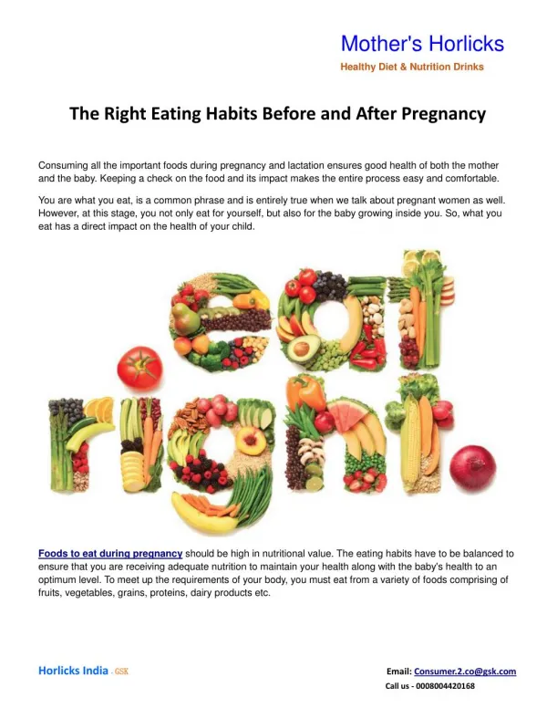 The Right Eating Habits Before and After Pregnancy