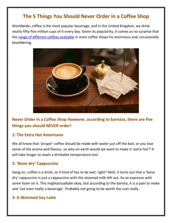 The 5 Things You Should Never Order in a Coffee Shop