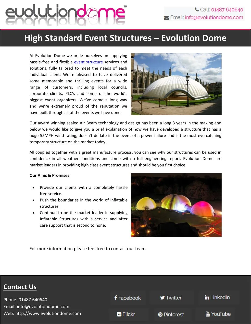 high standard event structures evolution dome