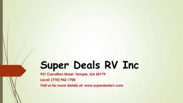 Super Deals RV Inc-Best RV Dealer in GA