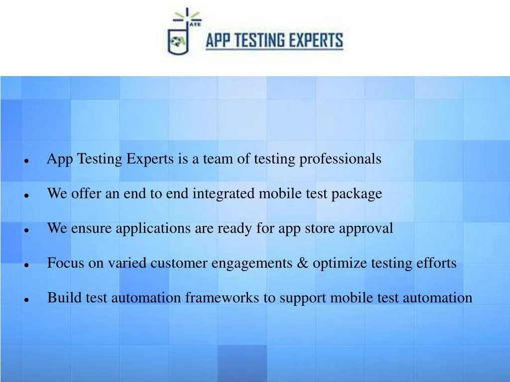app testing experts is a team of testing