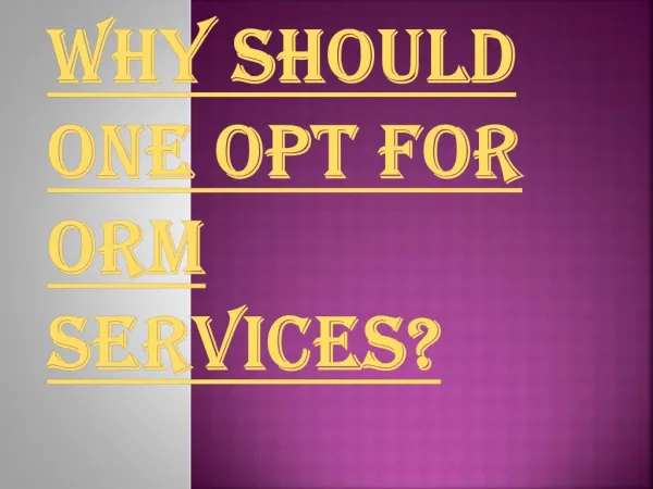 Few Reasons Why Should one opt for ORM Services