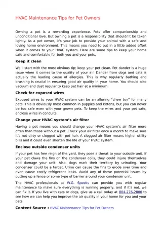 HVAC Maintenance Tips for Pet Owners - slide 1