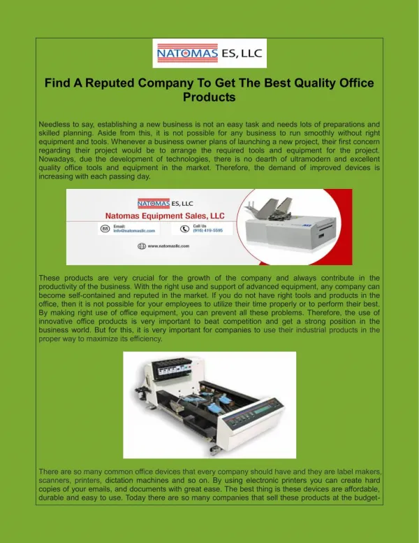 Find A Reputed Company To Get The Best Quality Office Products