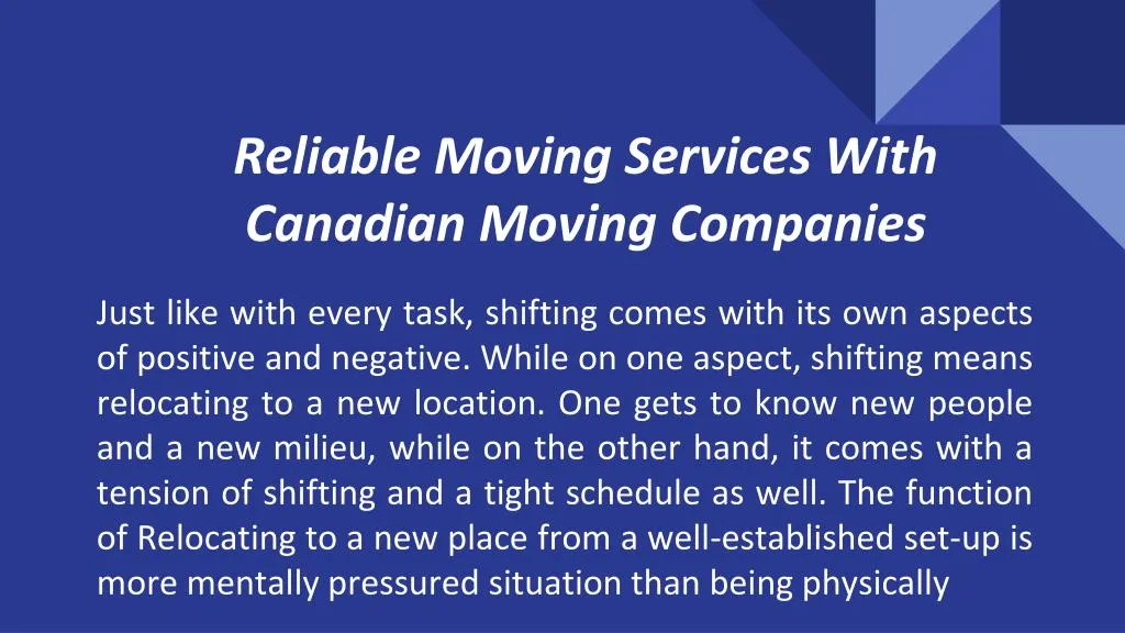 reliable moving services with canadian moving companies