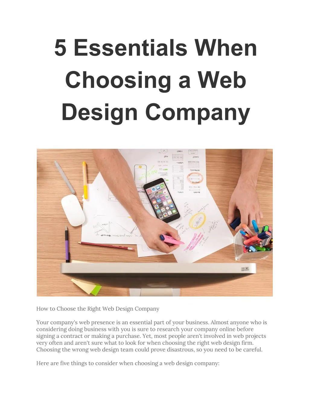 5 essentials when choosing a web design company