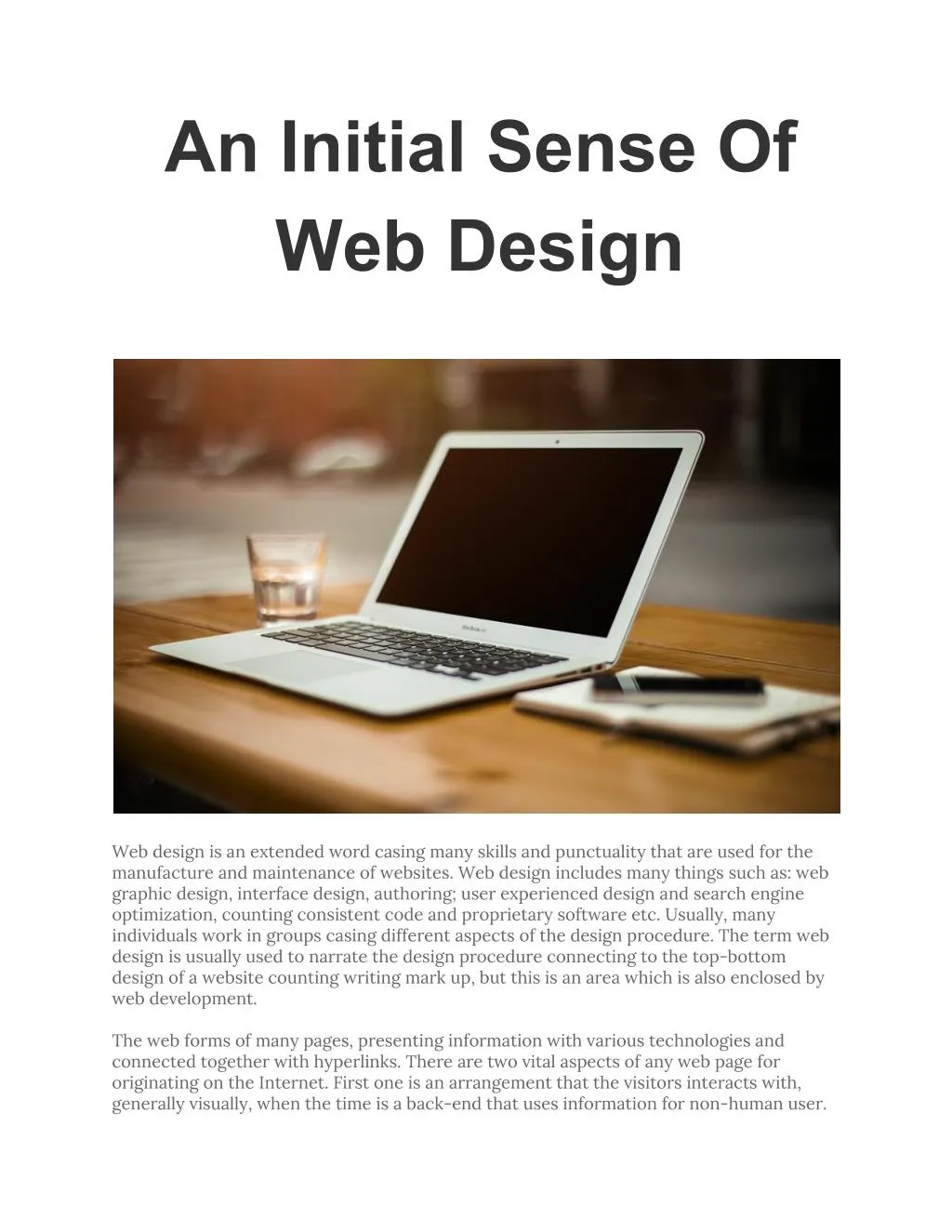 an initial sense of web design