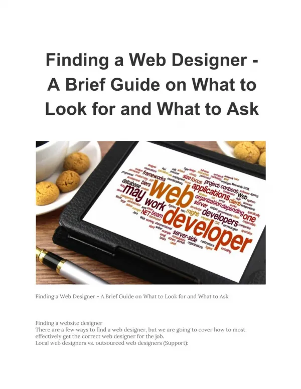 Finding a Web Designer - A Brief Guide on What to Look for and What to Ask
