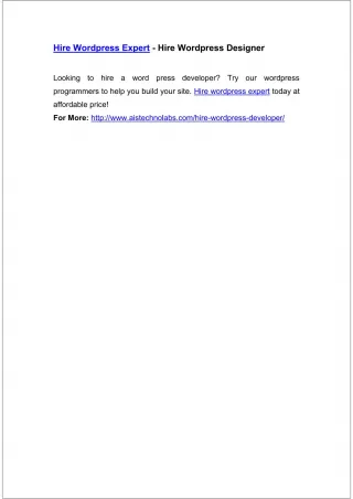 Hire Wordpress Expert - Hire Wordpress Designer - slide 1