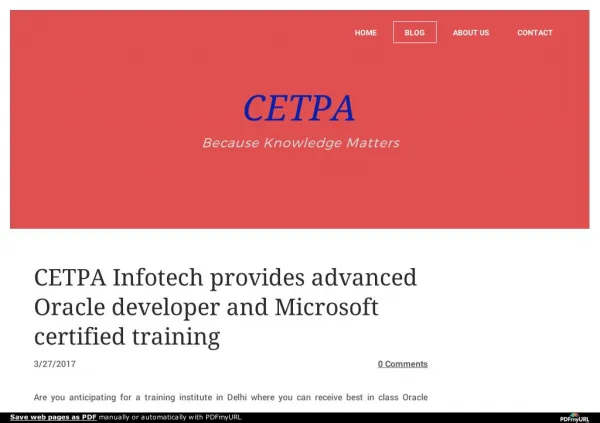 Cetpa infotech provides advanced oracle developer and microsoft certified training