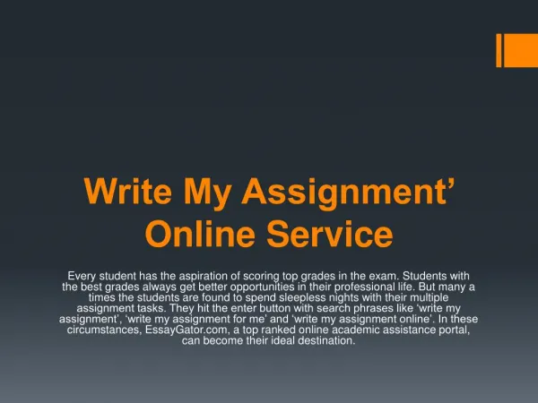 Write My Assignment for Me Online Service