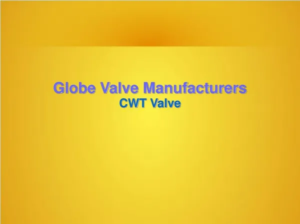 Globe Valve Manufacturers