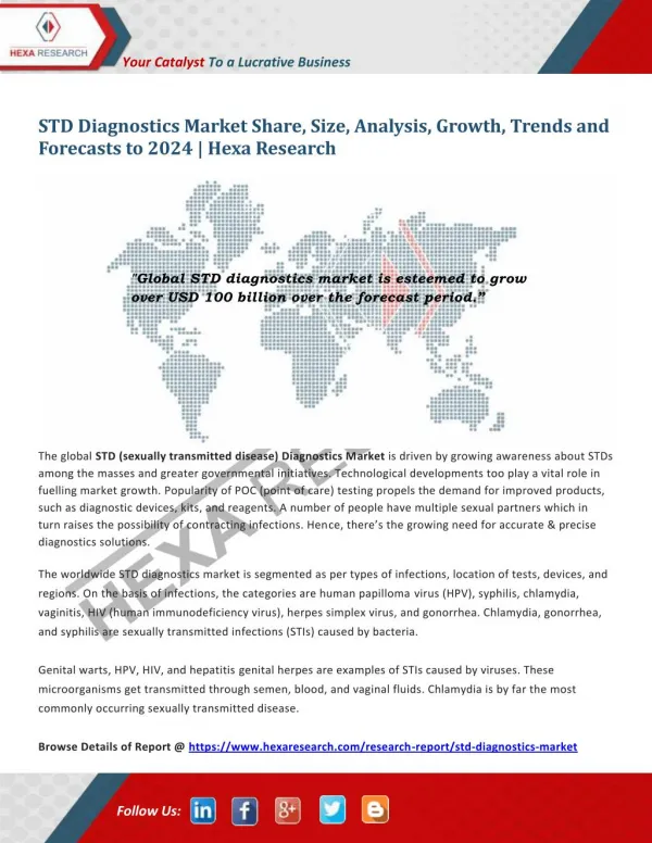 STD Diagnostics Market Analysis, Size, Share, Growth and Forecast to 2024 | Hexa Research