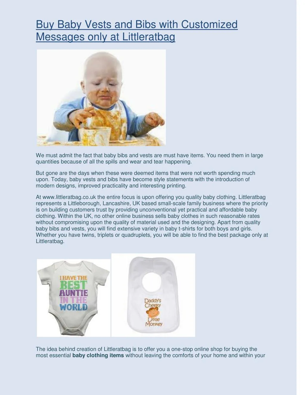 buy baby vests and bibs with customized messages