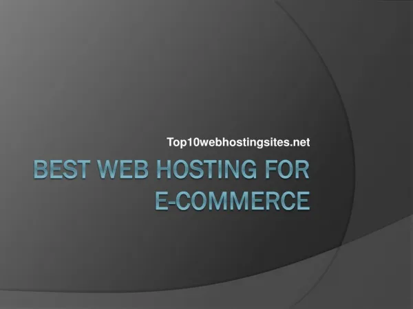 Best web Hosting for E-Commerce