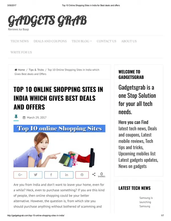 TOP 10 ONLINE SHOPPING SITES IN INDIA WHICH GIVES BEST DEALS AND OFFERS