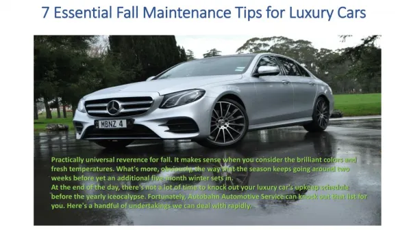 Essential Fall Maintenance for Luxury Cars / Aaryaautos