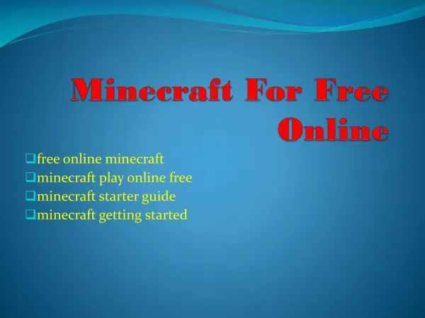 play minecraft online free no download PPT version