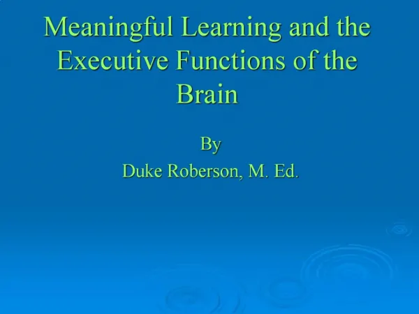 Meaningful Learning and the Executive Functions of the Brain