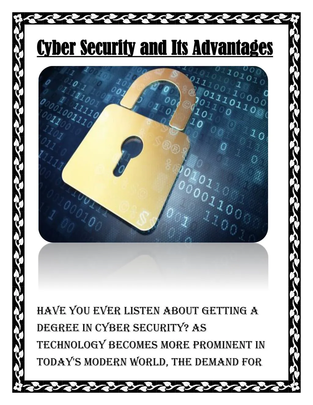 cyber security and its advantages cyber security