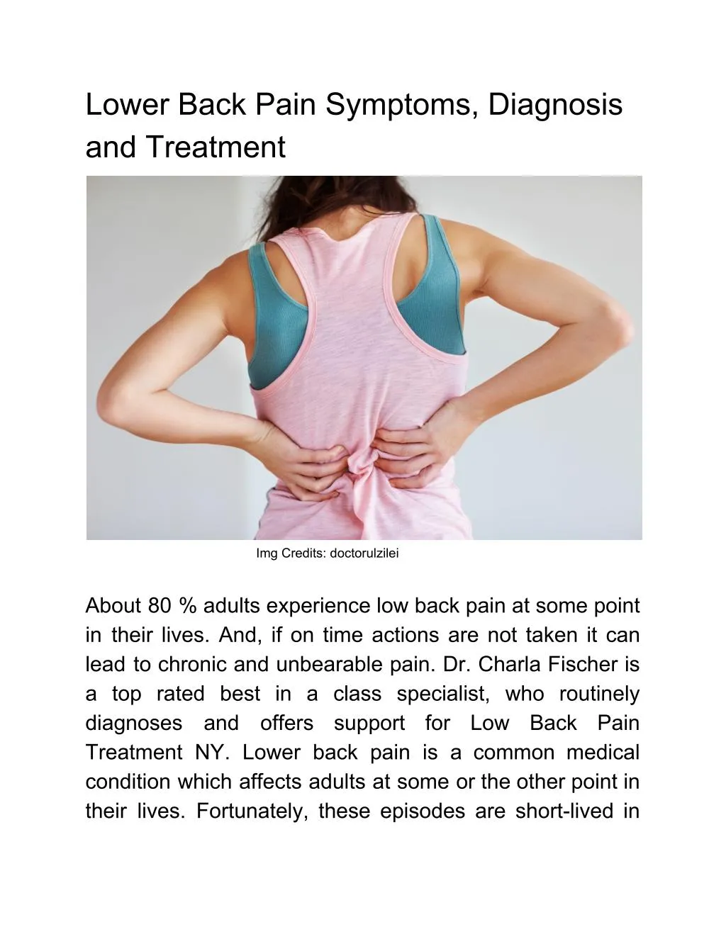 lower back pain symptoms diagnosis and treatment
