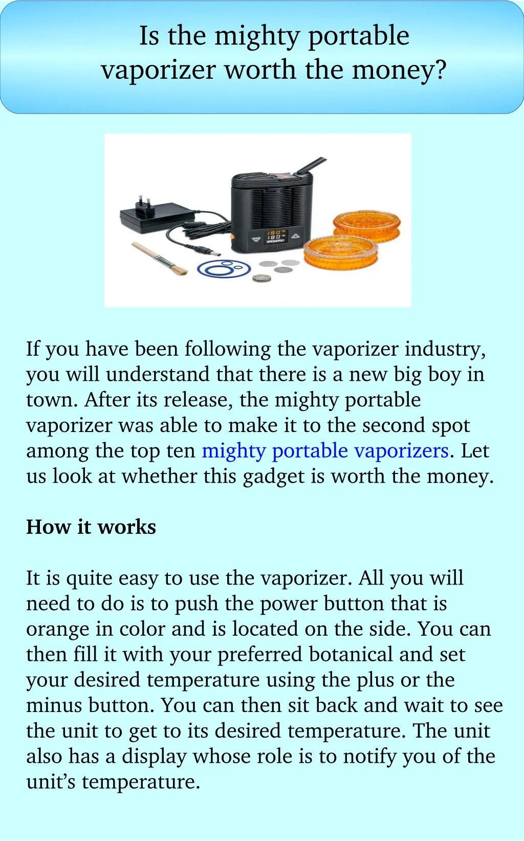 is the mighty portable vaporizer worth the money