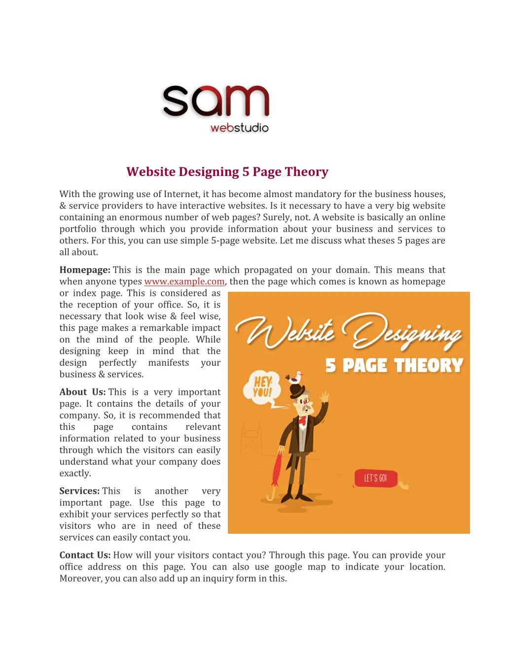 website designing 5 page theory