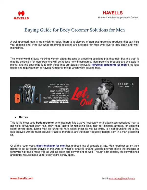 Buying Guide for Body Groomer Solutions for Men