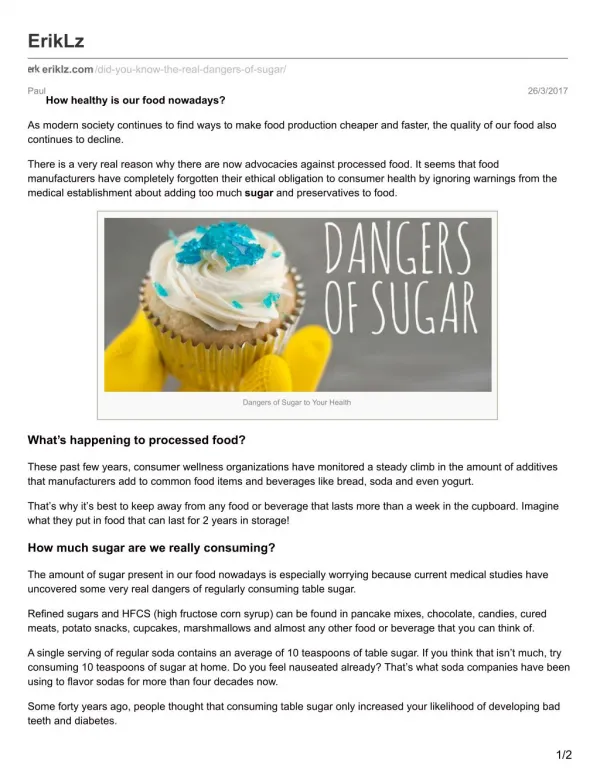 Did you know the real dangers of sugar