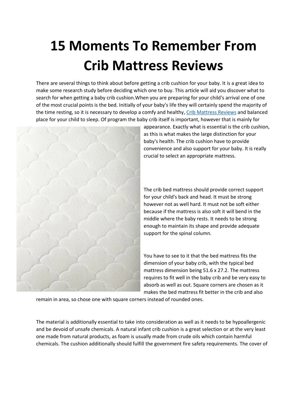 15 moments to remember from crib mattress reviews