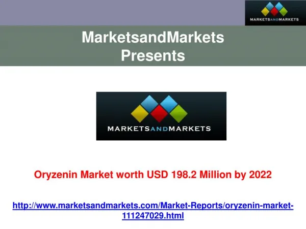 Oryzenin Market worth USD 198.2 Million by 2022