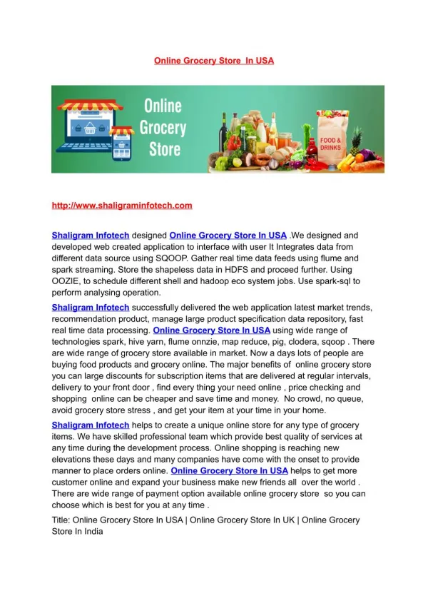 Online Grocery Store In USA | Online Grocery Store In UK | Online Grocery Store In India