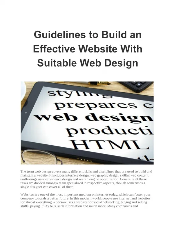 Guide lines to Build an Effective Website With Suitable Web Design