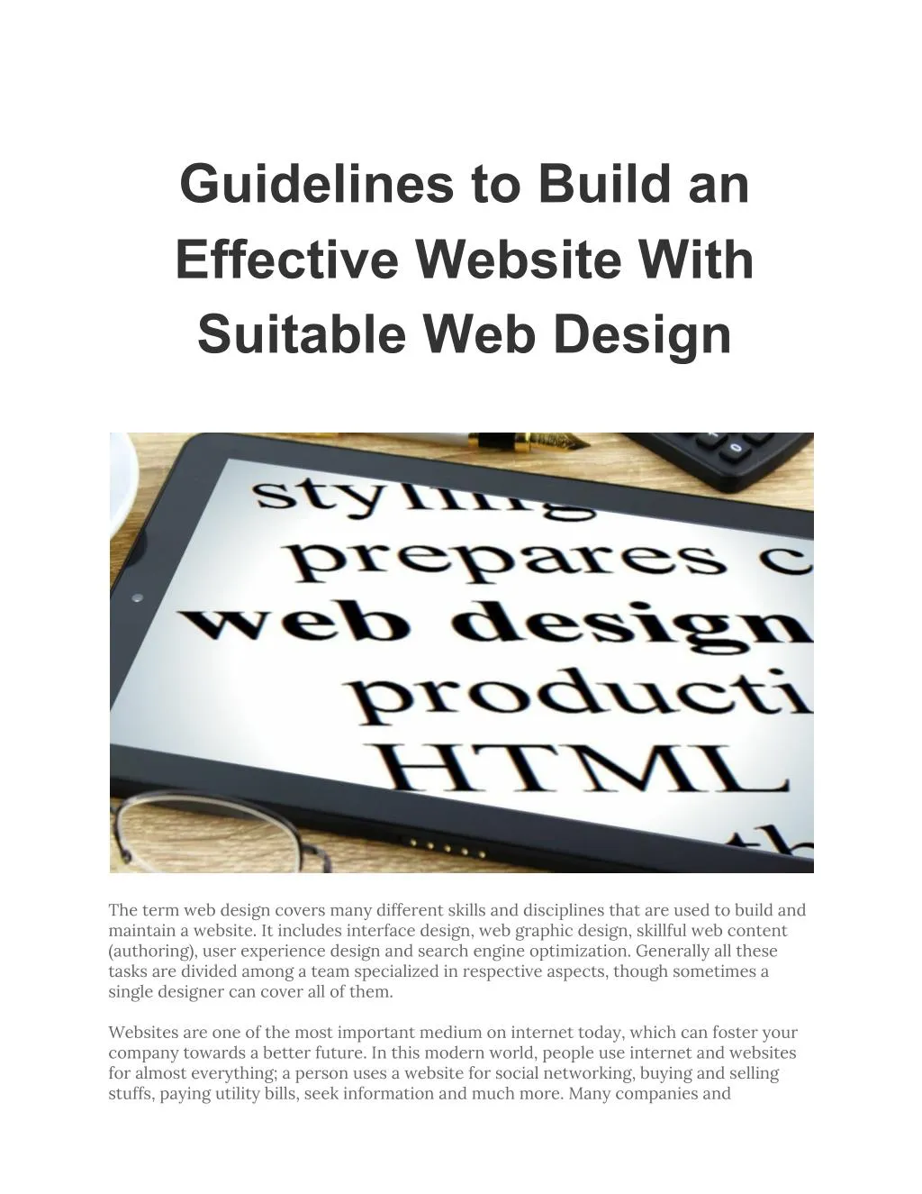 guidelines to build an effective website with
