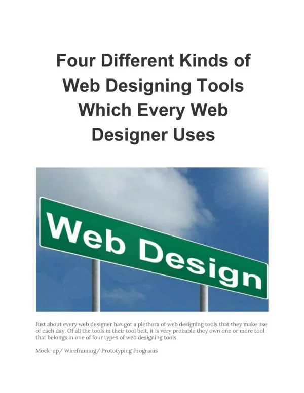 Four Different Kinds of Web Designing Tools Which Every Web Designer Uses