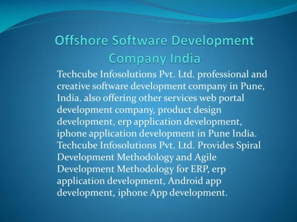 Techcube Infosolutions Offshore Software Development Company India