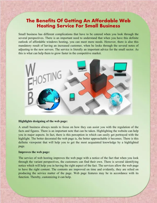 The Benefits Of Getting An Affordable Web Hosting Service For Small Business