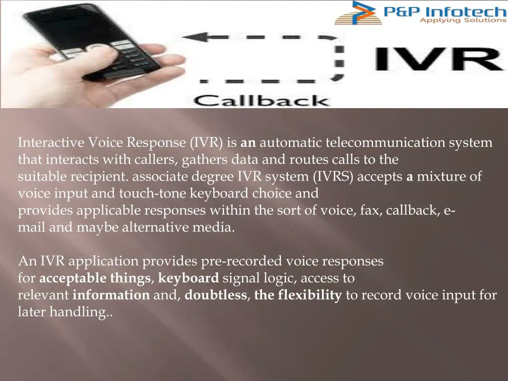 interactive voice response ivr is an automatic